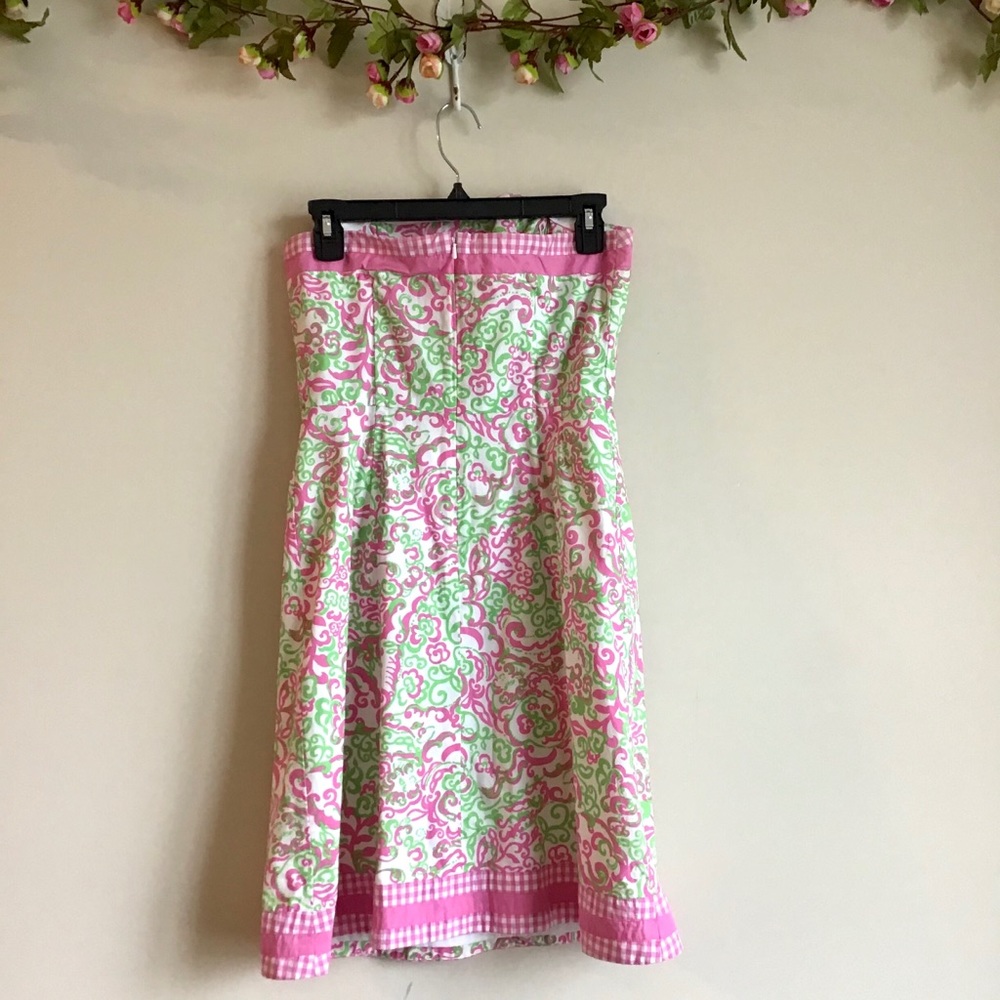 Lilly Pulitzer pink &green printed strapless dress - Picture 11 of 12